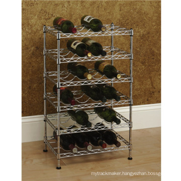 Multi-Level Adjustable Chrome Metal Wine Rack Bottle Stand Holder